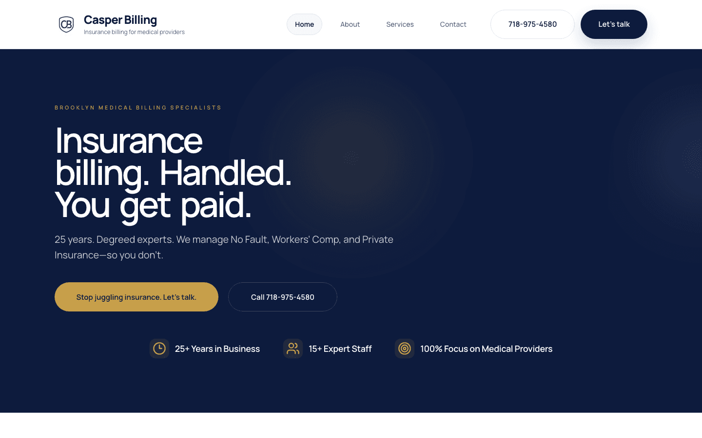 Casper Billing & Collections website screenshot